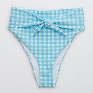 Aerie Gingham Tie High Cut Cheeky Bikini Bottoms